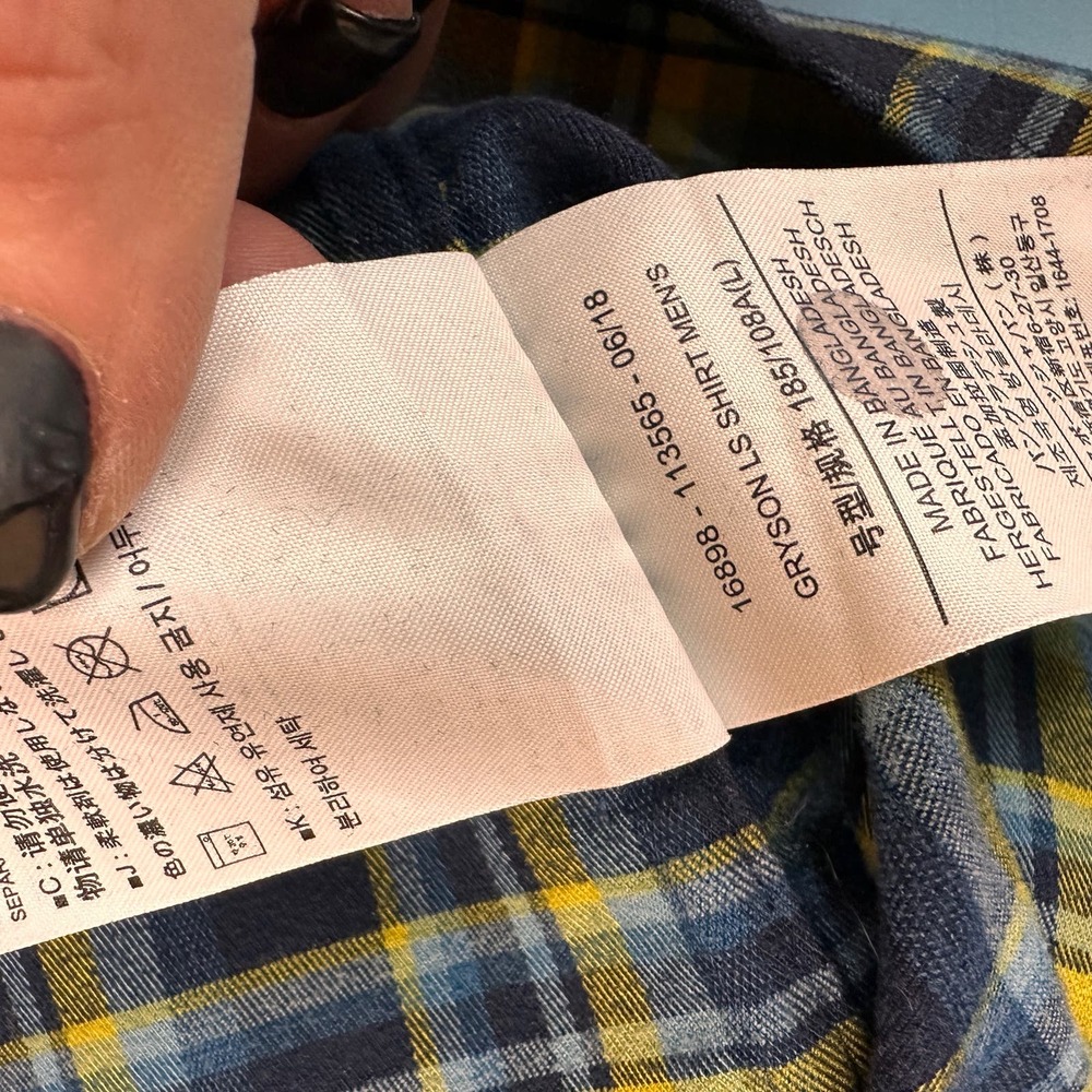 Arc'teryx Gryson Snap Button Blue and Yellow Plaid Casual Button Down Shirt - Picture 3 of 7